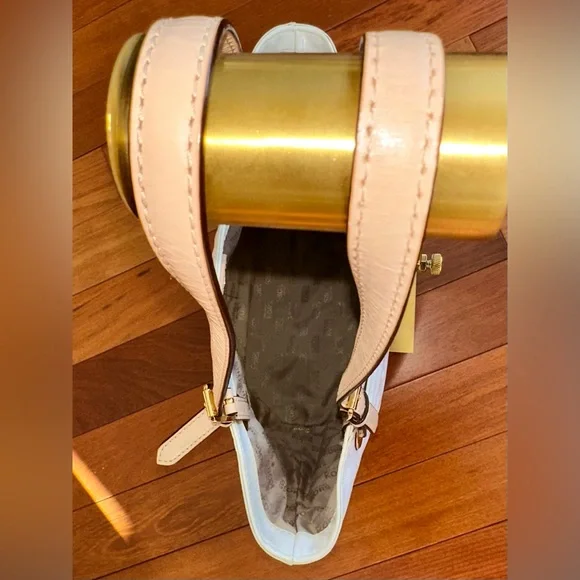 Michael Kors White Patent Leather Monogram Tote with Butterfly Accent Charm - Picture 10 of 11